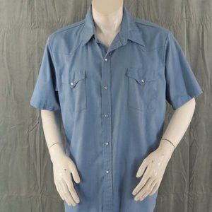 Vintage Western Shirt - Sears Roughshod Light Blue Short Sleeve - Men's XL